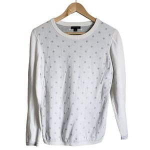 Tommy Hilfiger dot print knit white and grey round neck knit sweater